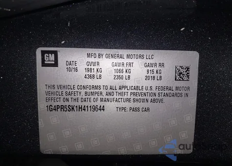 2017 Buick Verano Sport Touring z USA, uszkodzony, nr VIN 1G4PR5SK1H4119644